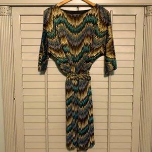 Roz&Ali dress. Size 10. 3/4 sleeve. Gorgeous sparkle and stretch.Comes with belt